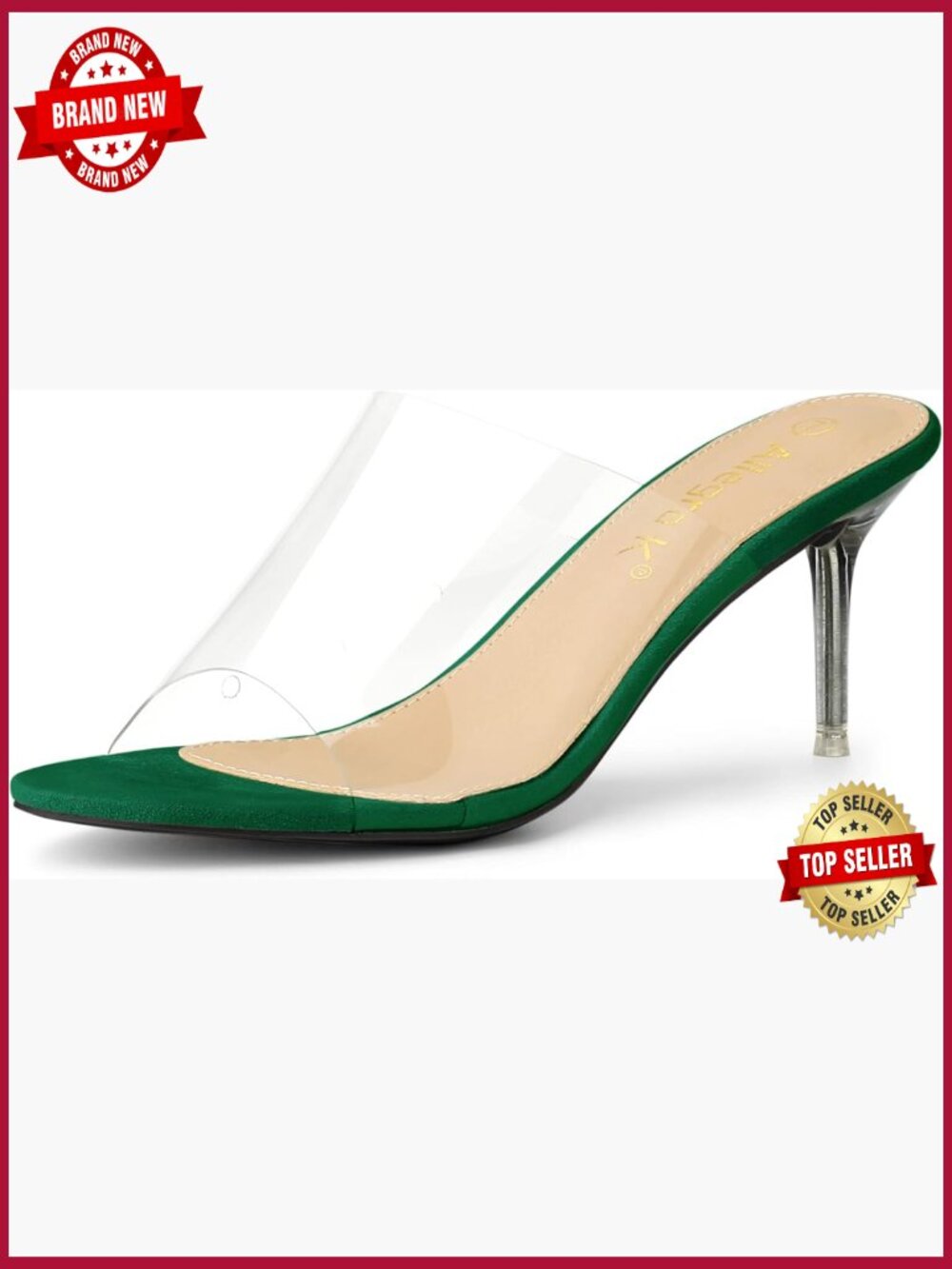3 inch Clear Stiletto Heel Slide Sandals Slingback Open Toe Evening Shoes